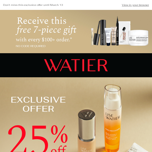 25% off sitewide | Enjoy the best of Watier