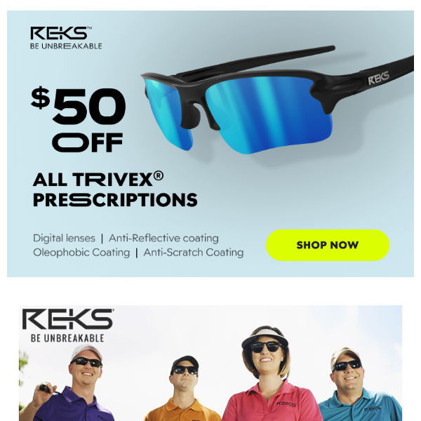 Save $50 on All Trivex Prescription Eyewear