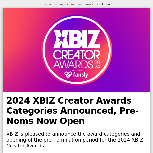 2024 XBIZ Creator Awards Categories Announced, Pre-Noms Now Open