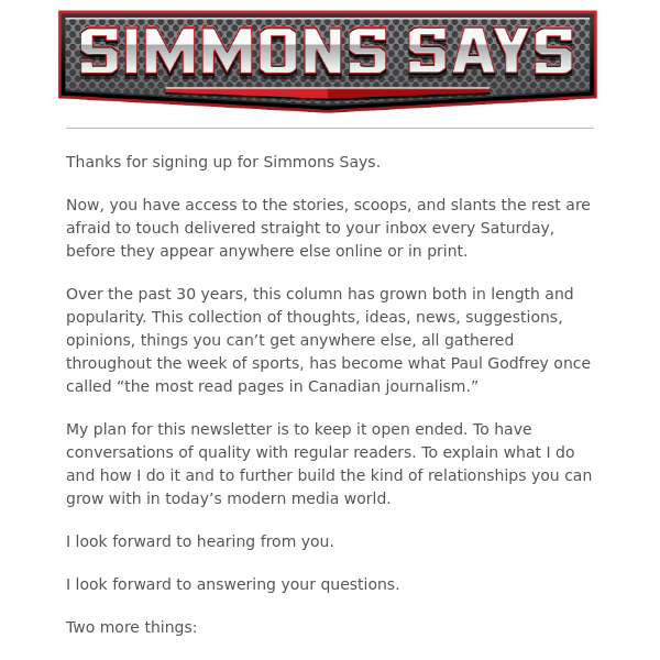 Congrats! You’re signed up for Simmons Says!