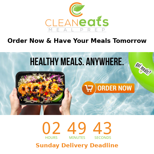 Have Fresh Meals At Your Door Tomorrow! Order Clean Eats Today Before 12PM For Sunday Delivery ⏰