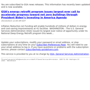GSA’s energy retrofit program issues largest ever call to accelerate progress toward net zero buildings through President Biden’s Investing in America Agenda