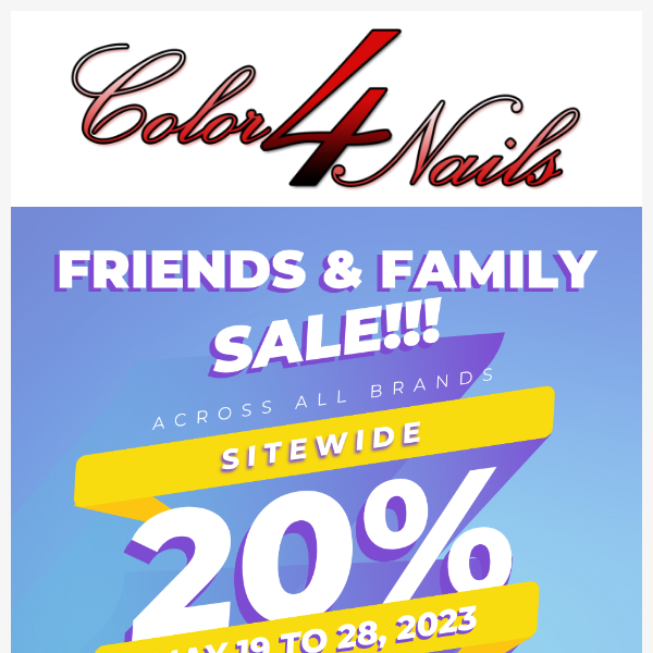 Last day of the Friends and Family Sale! Don't miss out on 20% off sitewide!