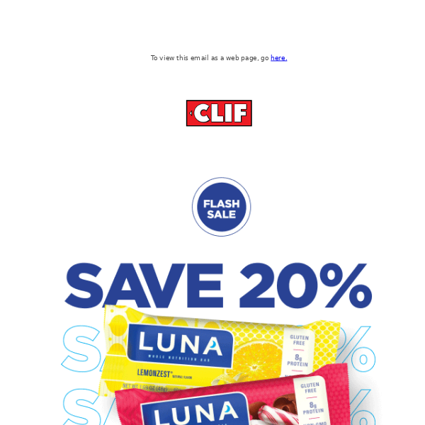 Flash Sale: Save 20% on LUNA Bars