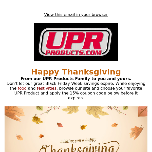 Happy Thanksgiving from UPR Products
