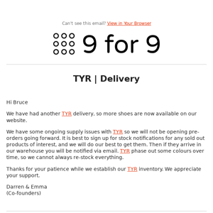 TYR | Delivery