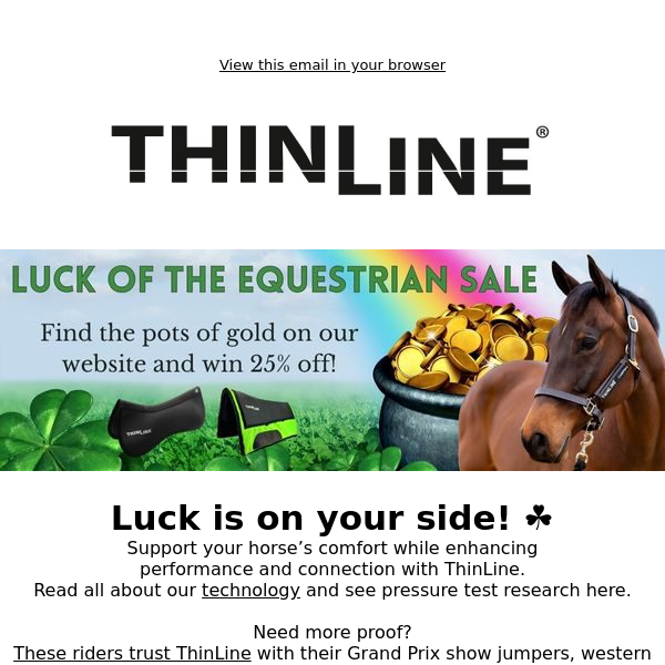 Luck of the EQUESTRIAN - get 25% off ☘️