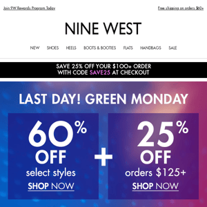 Green Monday: 25% Off $125 + 60% Off Select Styles