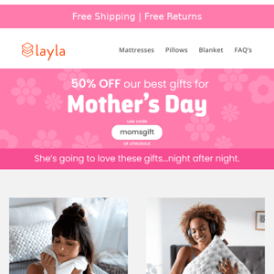 50% OFF Mother's Day Gifts with code 🌸