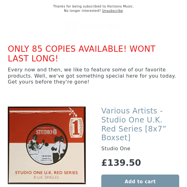 OUT NOW! Various Artists - Studio One U.K. Red Series [8x7” Boxset