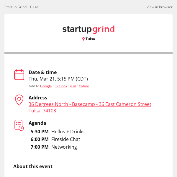 Startup Grind, join us for Thrive & Hustle: Navigating Health and Wellness as an Entrepreneur