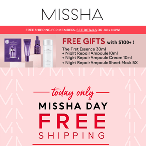 MISSHA DAY! All Orders SHIP FREE 🚚