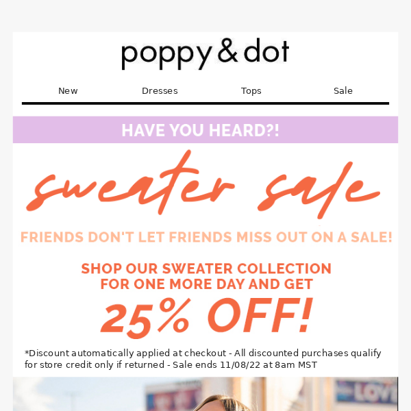 Don't Miss Our Sweater Sale!