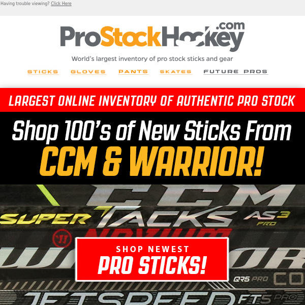 100’s of New Pro Sticks Arrived – CCM & Warrior