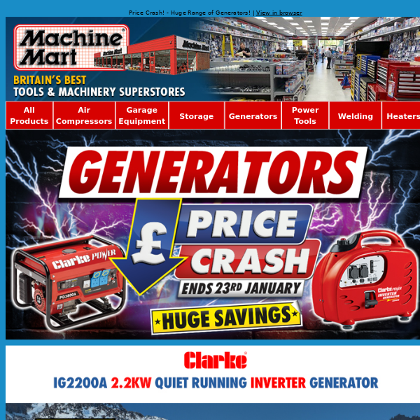 Generators Price Crash Now On - Shop Portable Power and Save £££s!