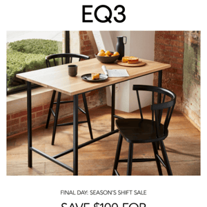 Final Day: Enjoy up to 20% off EQ3