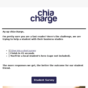 Help a Student in 45 Seconds and Get 15% Off at Chia Charge! 🎓🏷️