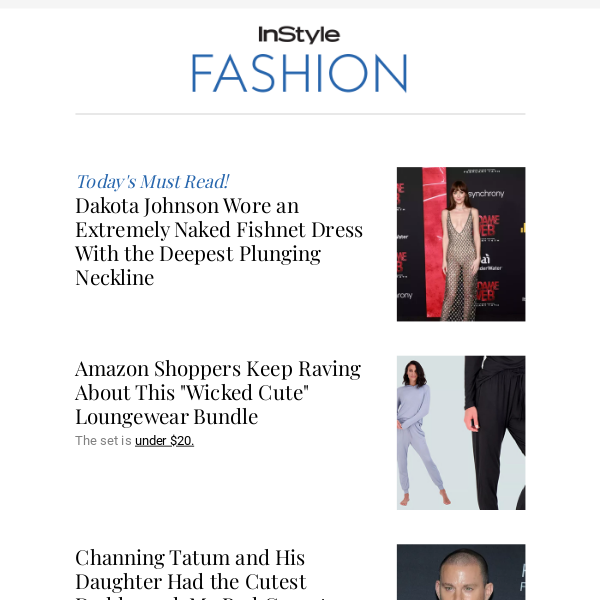 Dakota Johnson wore a naked fishnet dress with a deep plunging neckline