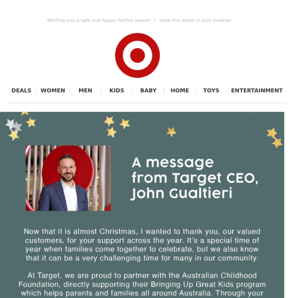 A message from Target CEO, John Gualtieri