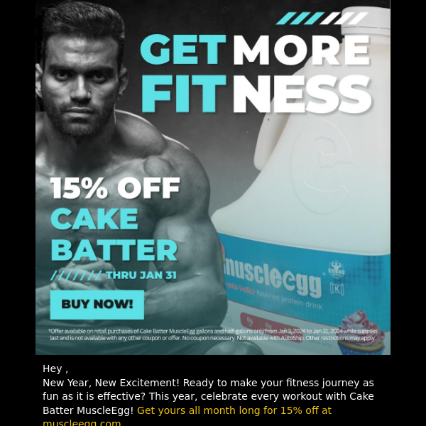 15% Off Cake Batter MuscleEgg this month