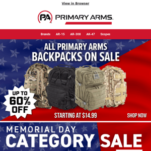 Up to 60% OFF Primary Arms Backpacks!