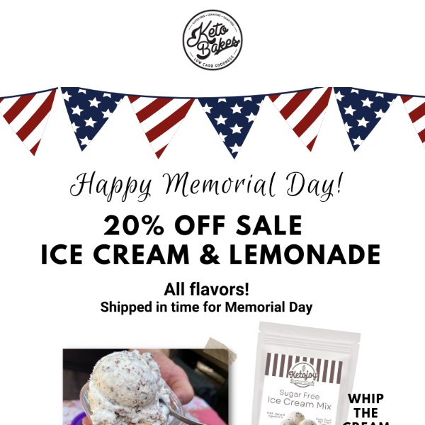 20% off Ice Cream and Lemonade!