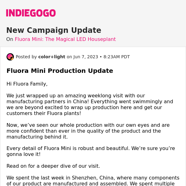 📢 Update #19 from Fluora Mini: The Magical LED Houseplant