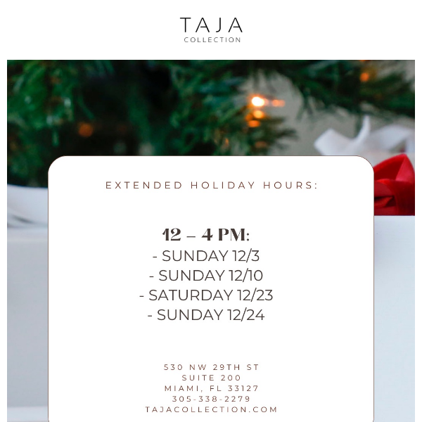 extended holiday hours 🎁
