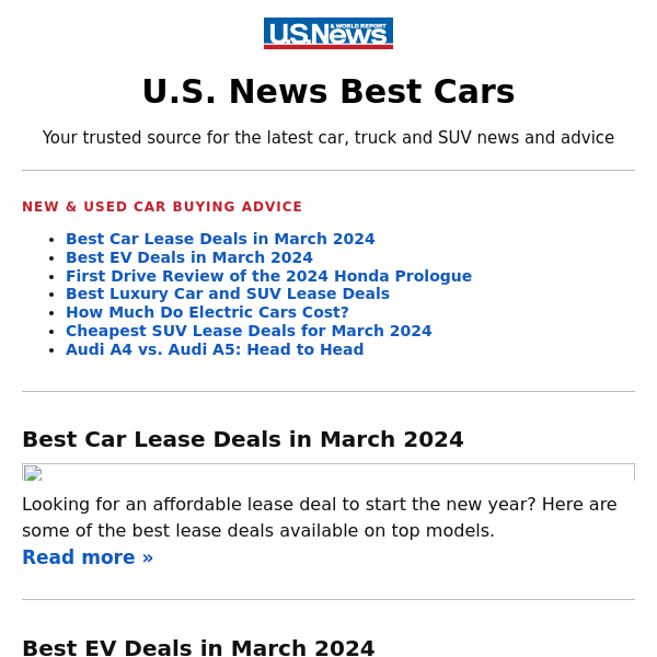 Best Car Lease Deals in March 2024