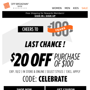 This is it! $20 OFF is ending now