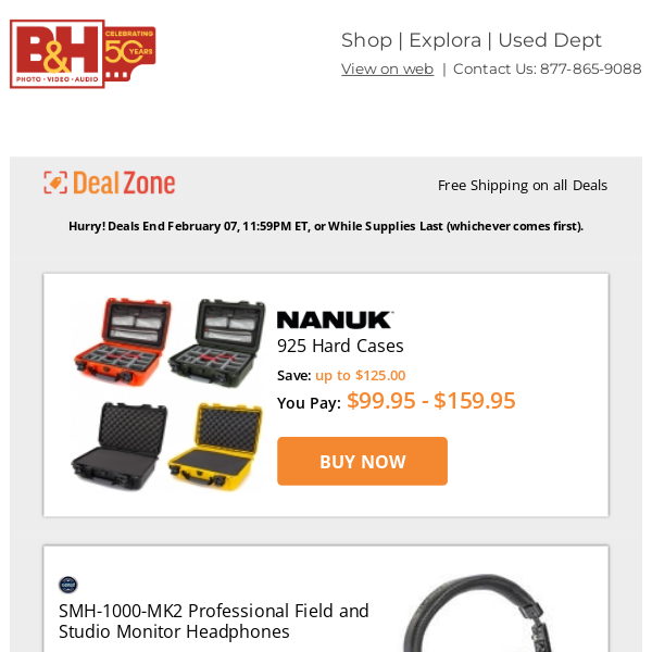 Today's Deals: Nanuk 925 Hard Cases, Senal SMH-1000-MK2 Pro Field & Studio Monitor Headphones, Samson USB Studio Condenser Mic, Saramonic Blink 500 Pro B1 Digital Camera-Mount Mic System & More