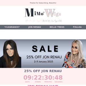 25% off Jon Renau at MiMo Wigs