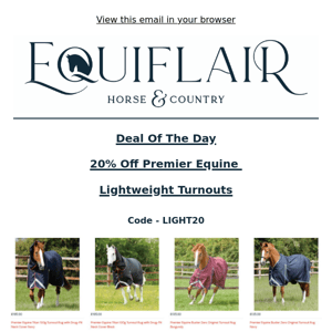 Deal of The Day - 20% Off PE Lightweight Turnout Rugs