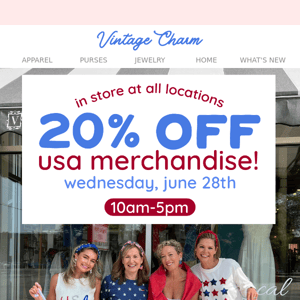 20% OFF IN STORE USA MERCANDISE! 🇺🇲