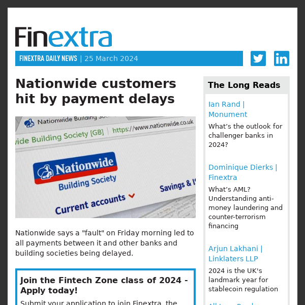 Finextra Daily News: 25 March 2024