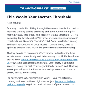 Optimizing Your Training with Lactate Threshold