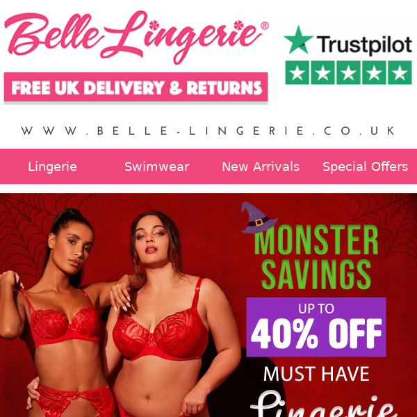 👻 MONSTER SAVINGS! Up to 40% OFF Must Have Lingerie