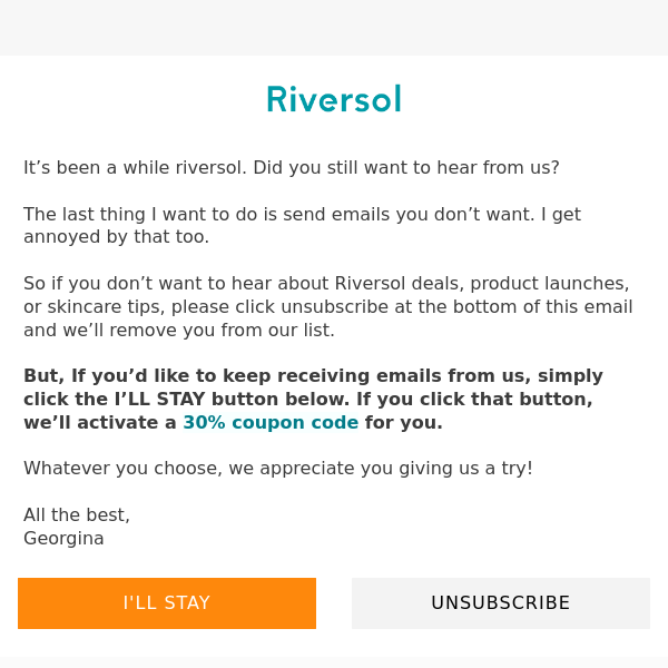 Riversol, We’re not sure if you want to hear from us