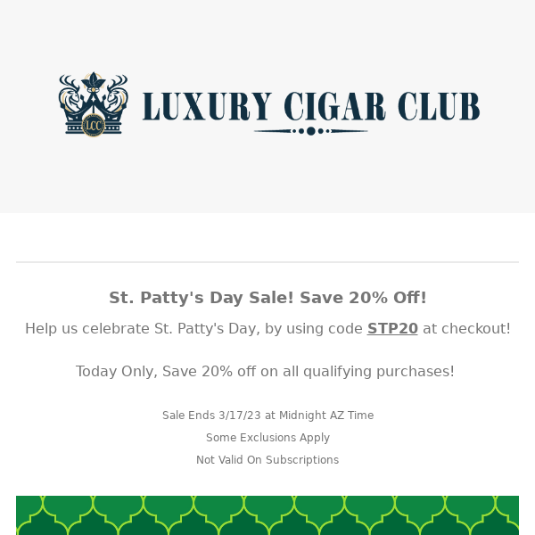 St Patty's SALE, Save 20%! Today ONLY