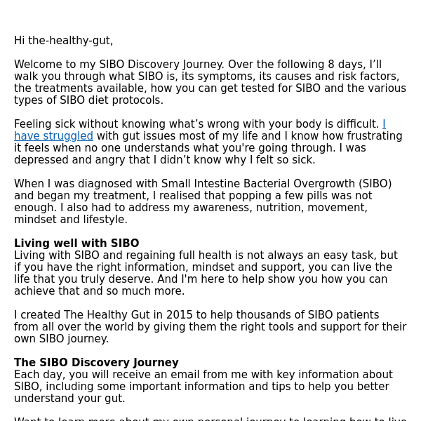 The Healthy Gut, welcome to my SIBO Discovery Journey