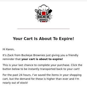 RE: Your cart is about to expire...