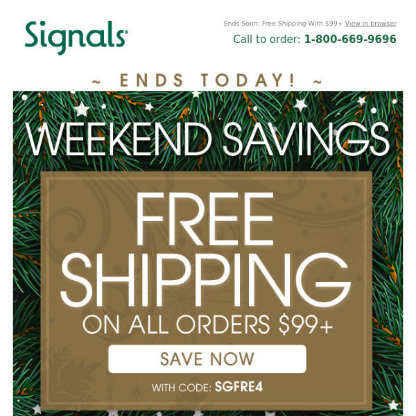 Ends Soon: Free Shipping With $99+