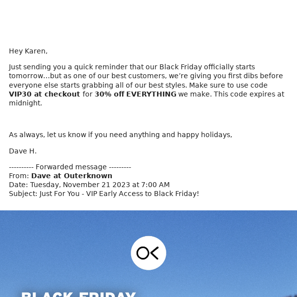 Re: Just For You - VIP Early Access to Black Friday