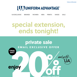 YAY! BONUS DAY! 20% off UA Exclusives