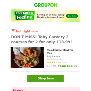 Savour the Savings with Toby Carvery's £18.99 Offer for 2 🎉💰