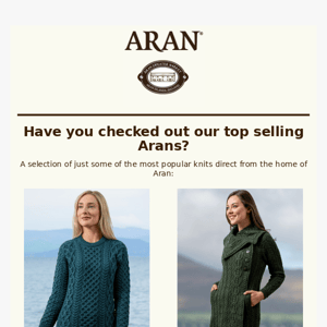 Check out our best-selling Aran knits!