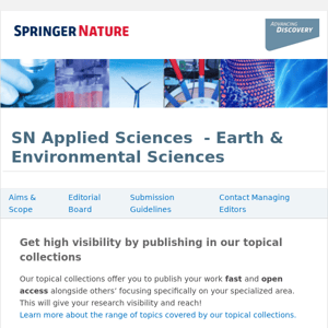 Publish in our Earth and Environmental Sciences Section and give your work high visibility and reach