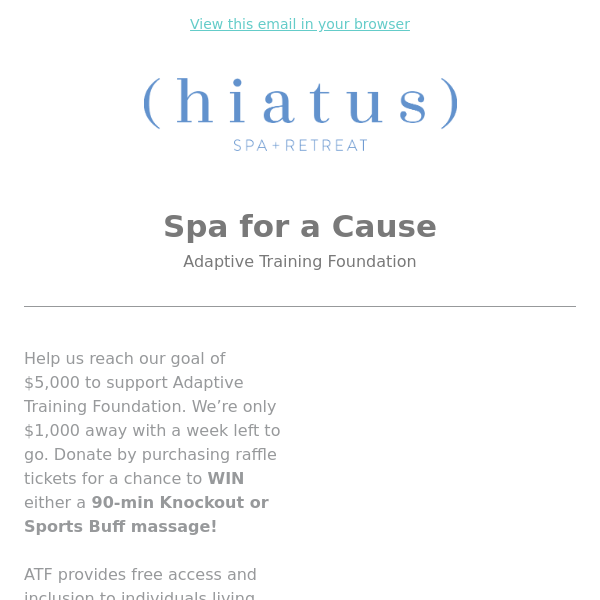 ONE WEEK LEFT! Support Adaptive Training Foundation