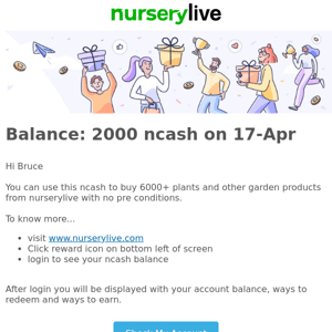 🌻 eStatement: Your 2000 ncash is expiring, Nurserylive | 17th Apr update