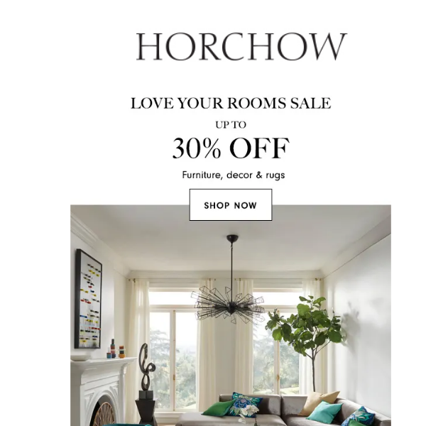 Give your rooms some love & save up to 30% on furniture, decor & rugs!